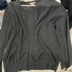 grey cardigan